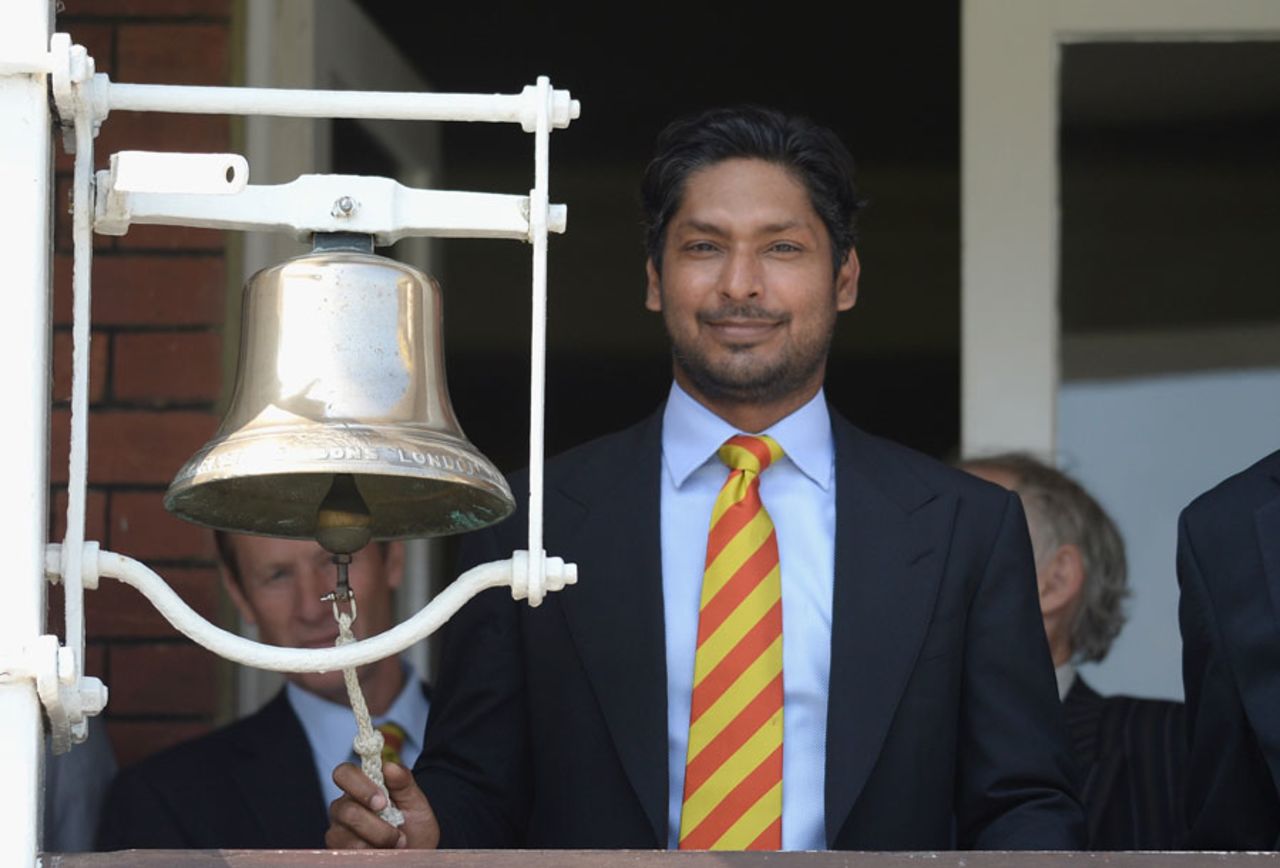 Kumar Sangakkara rings the bell before play, England v Sri Lanka, 3rd Investec Test, Lord's, 1st day, June 9, 2016