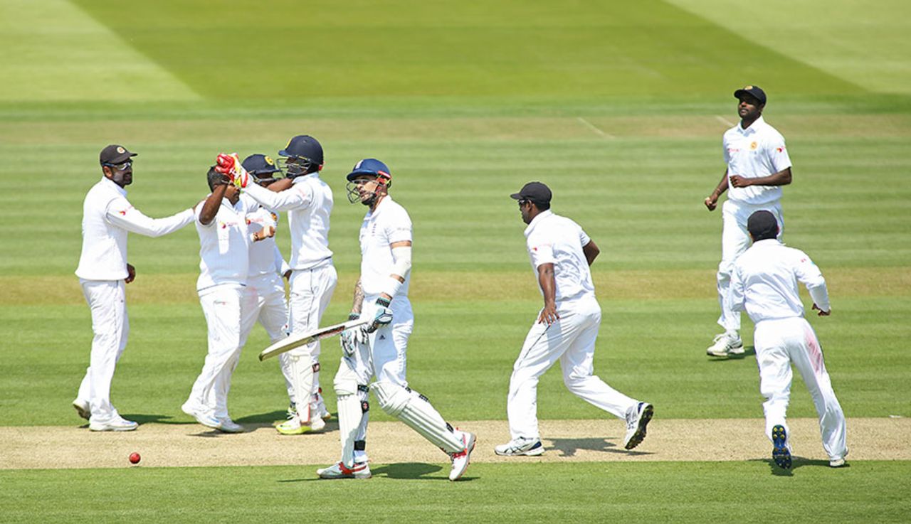 Alex Hales walks off as Sri Lanka claim their first wicket, England v Sri Lanka, 3rd Investec Test, Lord's, 1st day, June 9, 2016