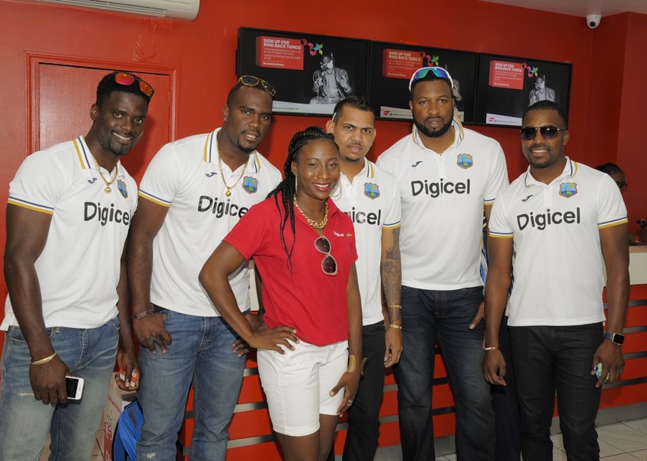 The West Indies team with Olympic athlete Virgil Hodge, Basseterre, June 9, 2016 