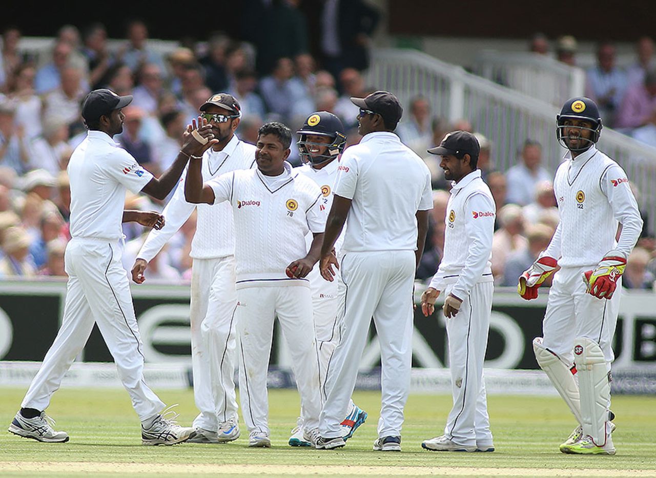 Rangana Herath claimed the wicket of Chris Woakes for 66, England v Sri Lanka, 3rd Investec Test, Lord's, 2nd day, June 10, 2016