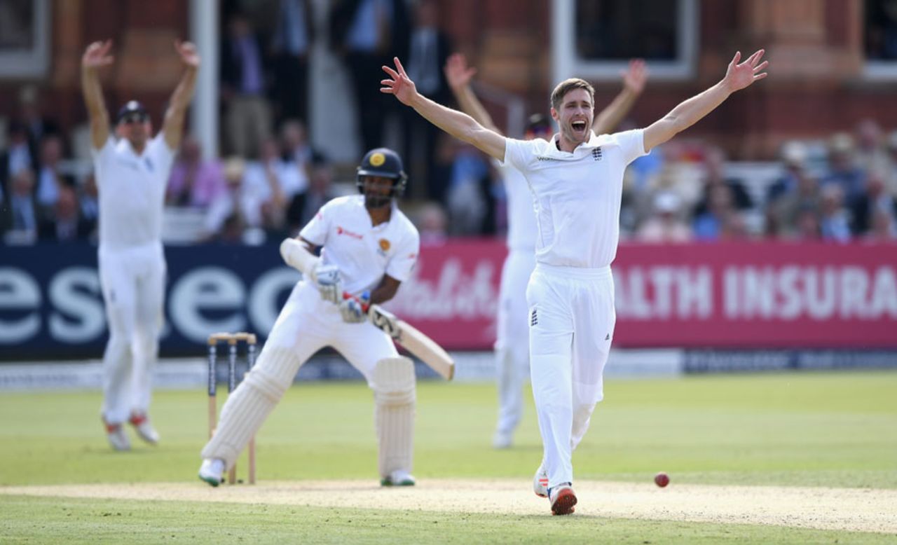 Chris Woakes appeals unsuccessfully for lbw, England v Sri Lanka, 3rd Investec Test, Lord's, 2nd day, June 10, 2016