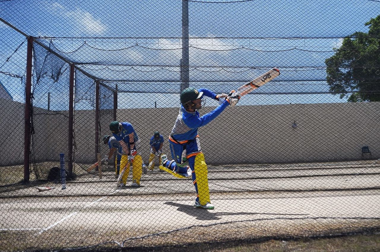 One for for the camera: Glenn Maxwell practices a lofted shot, Basseterre, June 10, 2016