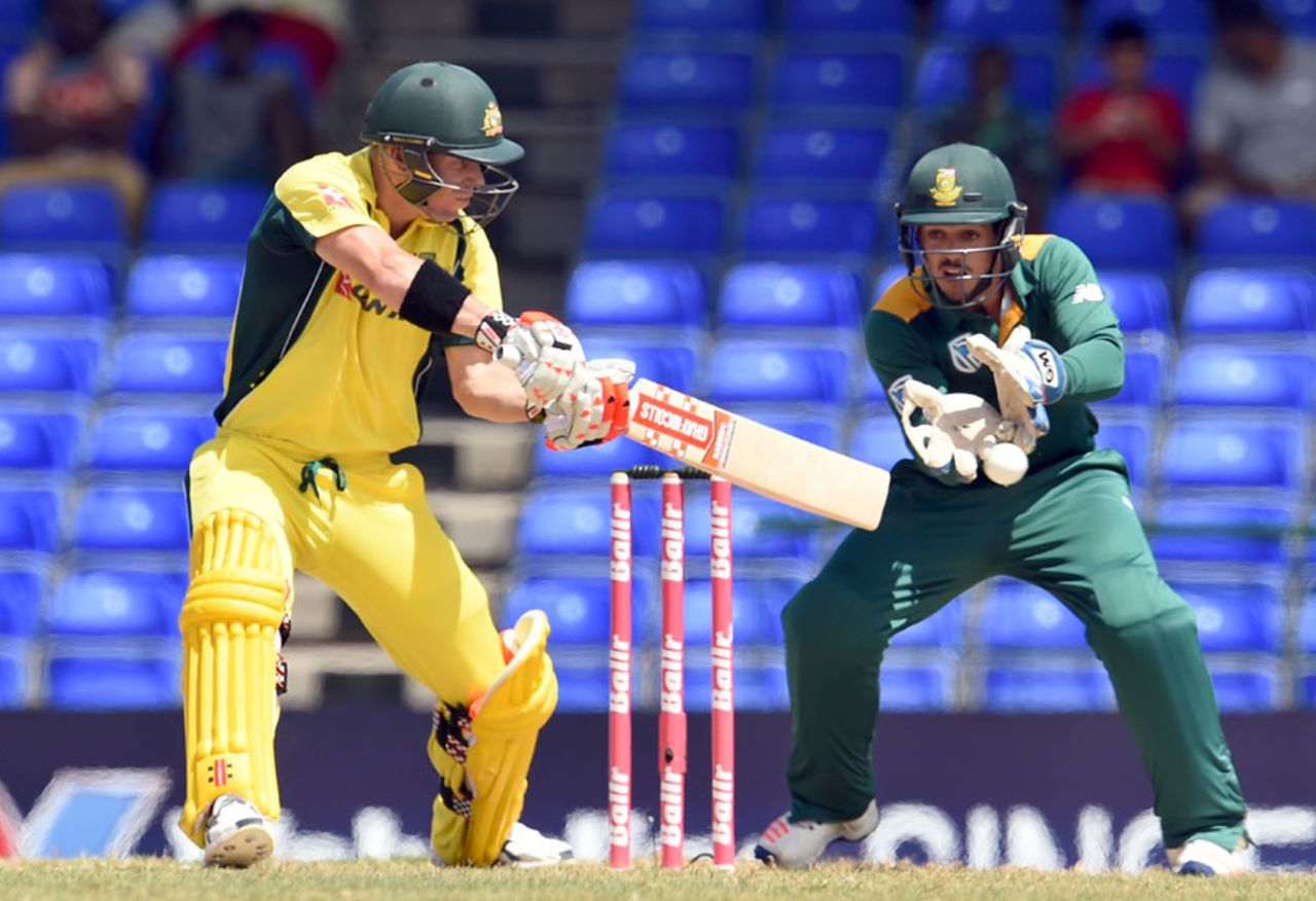 David Warner gave Australia a brisk start, Australia v South Africa, 4th match, ODI tri-series, St Kitts, June 11, 2016