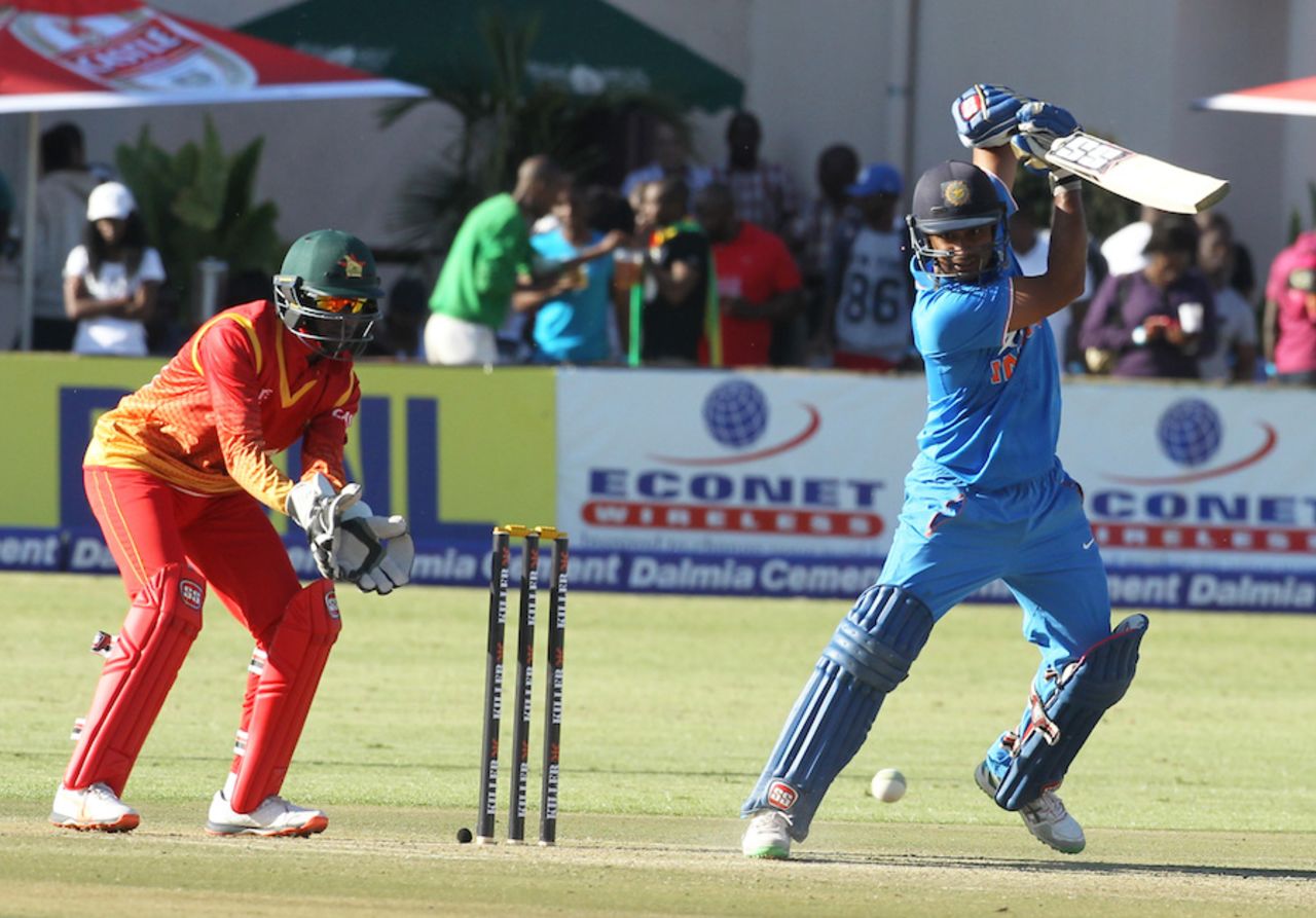 Ambati Rayudu steers the ball to the off side, Zimbabwe v India, 1st ODI, Harare, June 11, 2016