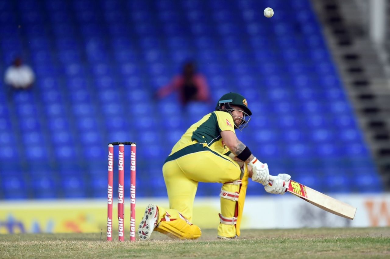 Matthew Wade shapes to paddle sweep, Australia v South Africa, 4th match, ODI tri-series, St Kitts
