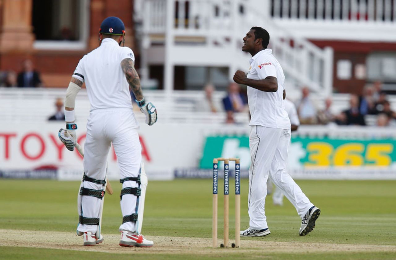 Angelo Mathews won an lbw decision against Alex Hales, England v Sri Lanka, 3rd Investec Test, Lord's, 4th day, June 12, 2016