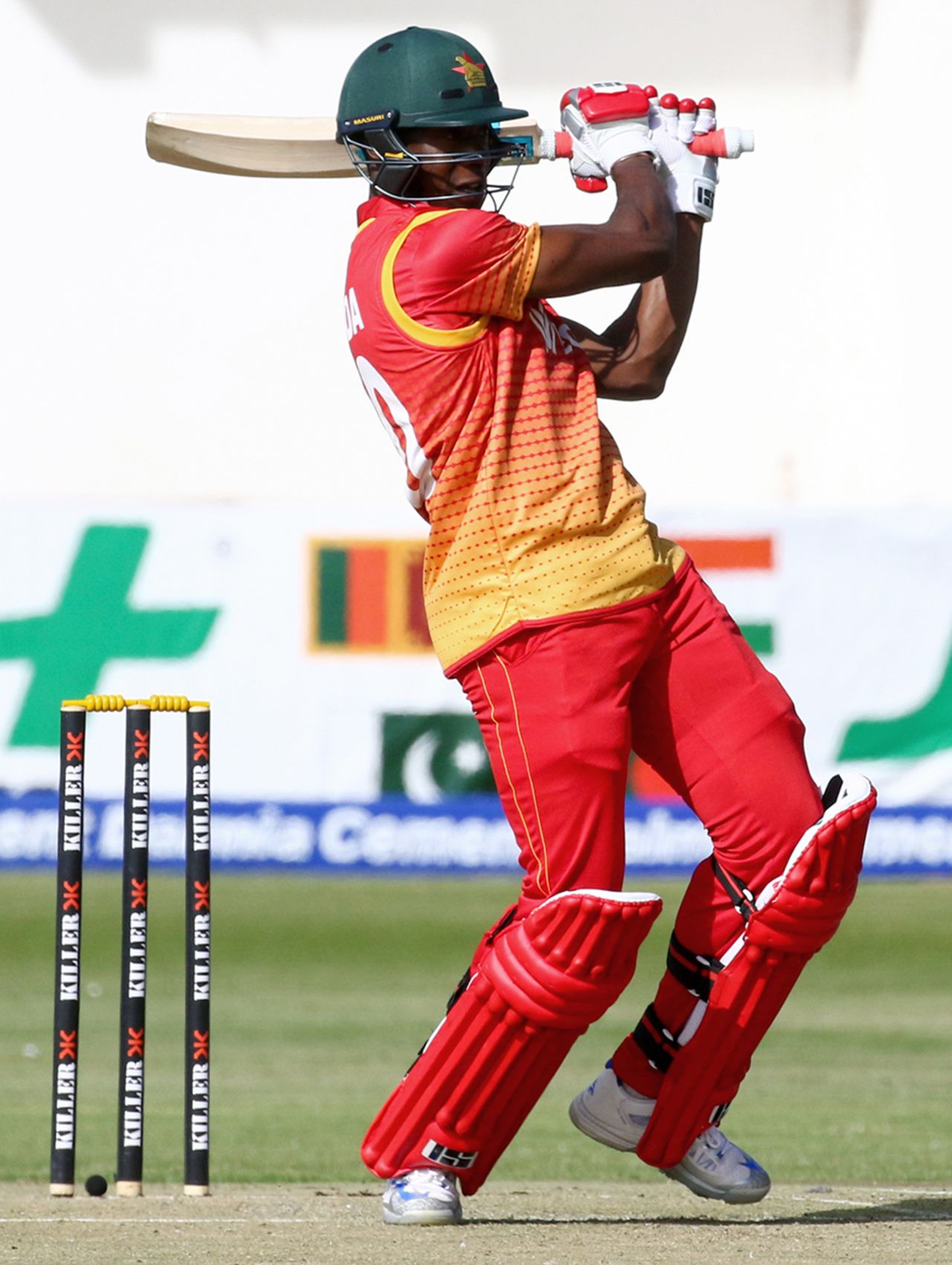 Vusi Sibanda plays a pull shot during his knock of 53, Zimbabwe v India, 2nd ODI, Harare, June 13, 2016