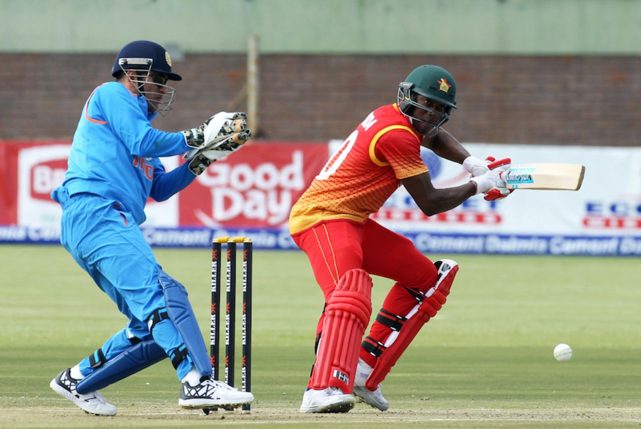 Vusi Sibanda steers the ball behind square, Zimbabwe v India, 2nd ODI, Harare, June 13, 2016