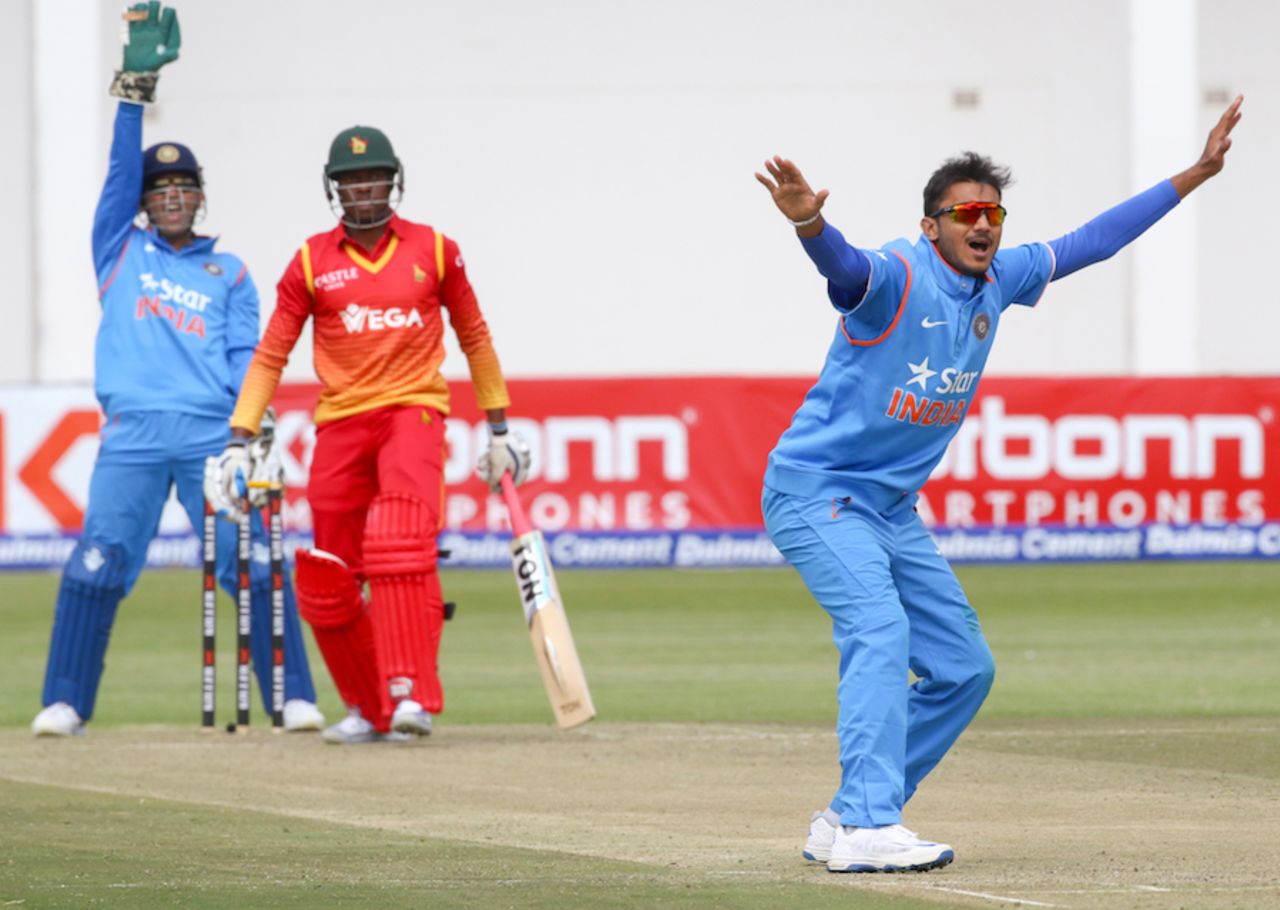 Axar Patel appeals for lbw, Zimbabwe v India, 2nd ODI, Harare, June 13, 2016