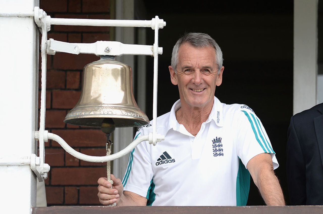 Phil Neale, England's operations manager, rang the five-minute bell at Lord's, England v Sri Lanka, 3rd Investec Test, Lord's, 5th day, June 13, 2016
