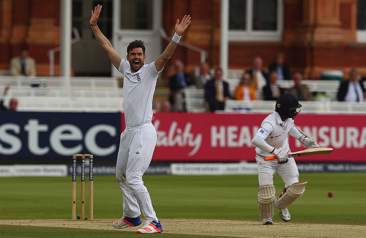 James Anderson struck the opening blow by trapping Kaushal Silva lbw, England v Sri Lanka, 3rd Investec Test, Lord's, 5th day, June 13, 2016