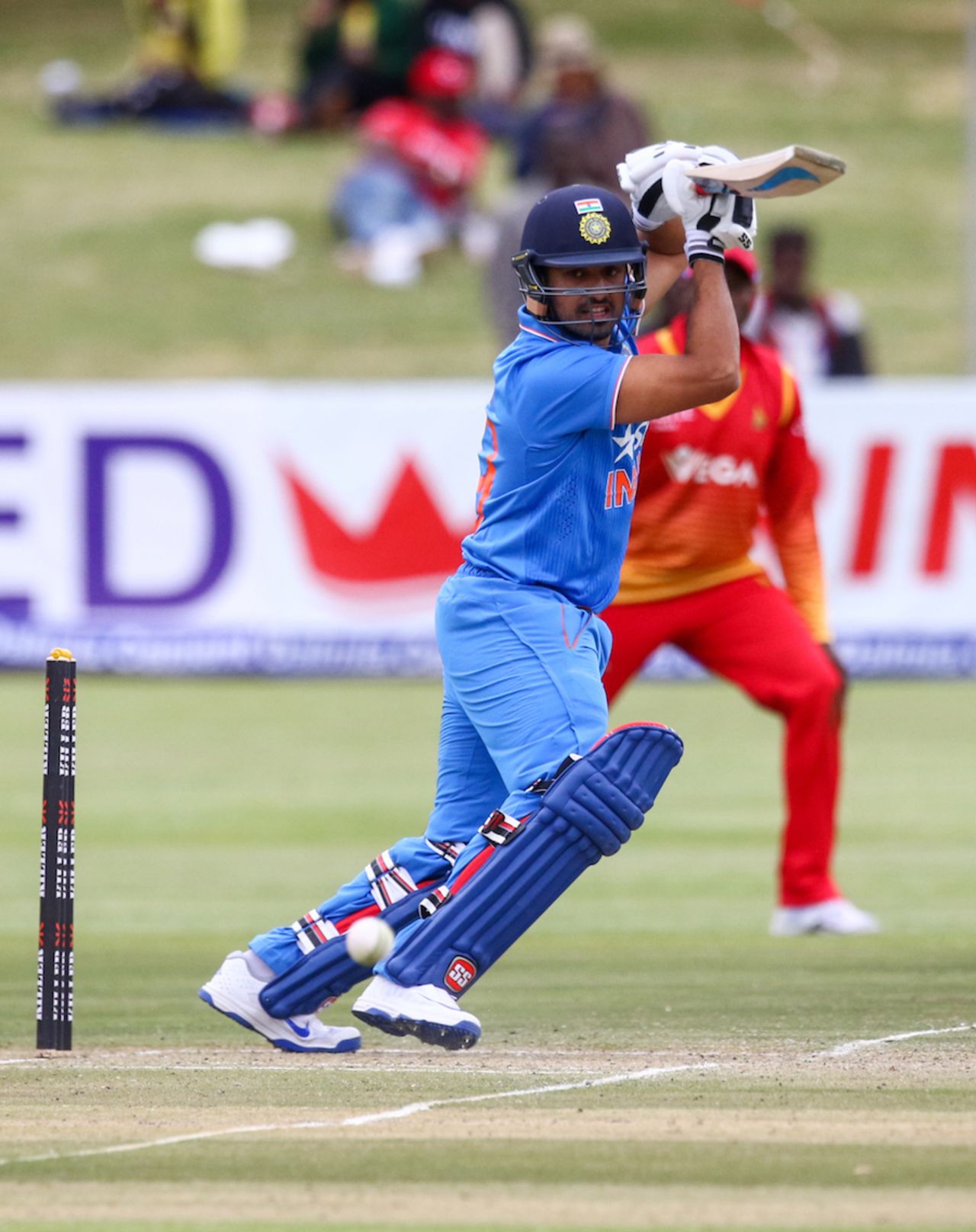 Karun Nair steers the ball to the off side, Zimbabwe v India, 2nd ODI, Harare, June 13, 2016