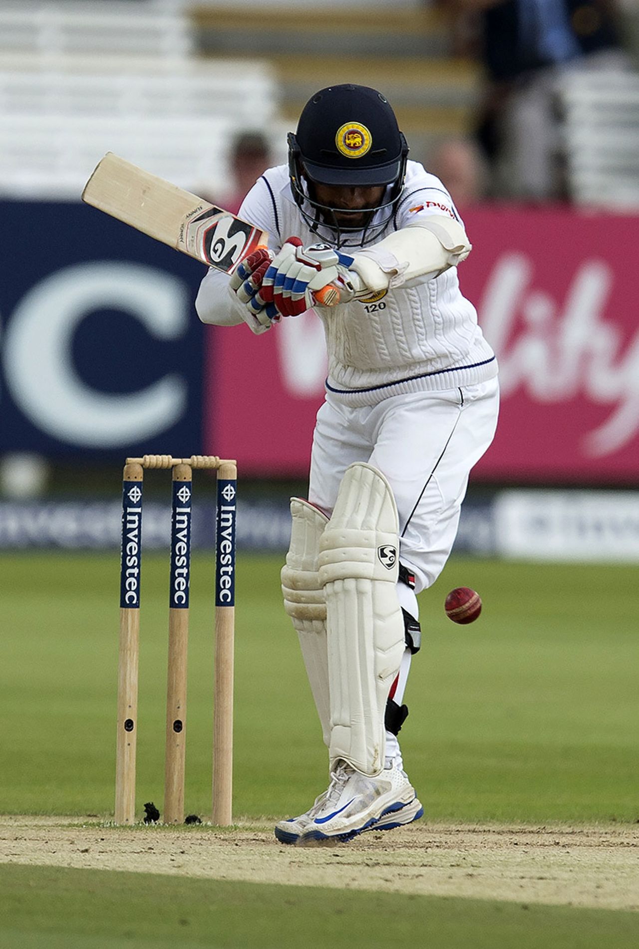 Kaushal Silva padded up to a big inswinger from James Anderson, England v Sri Lanka, 3rd Investec Test, Lord's, 5th day, June 13, 2016