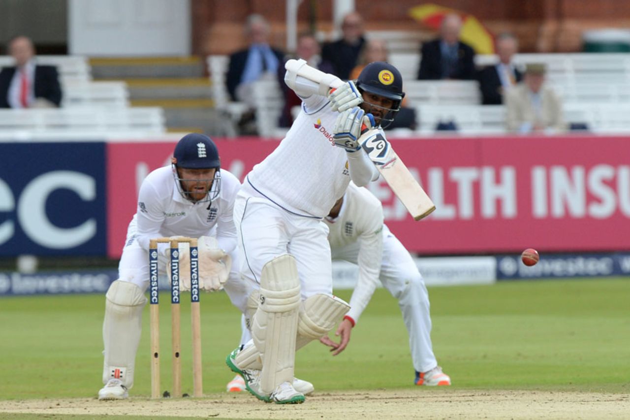 Dimuth Karunaratne finished unbeaten on 37, England v Sri Lanka, 3rd Investec Test, Lord's, 5th day, June 13, 2016