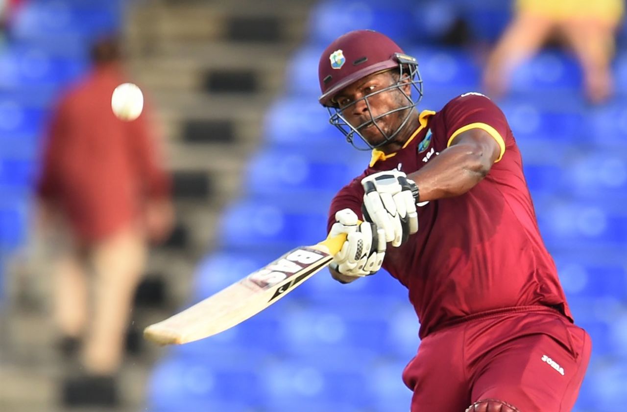 Johnson Charles winds up for a big hit, West Indies v Australia, 5th match, ODI tri-series, Basseterre, June 13, 2016