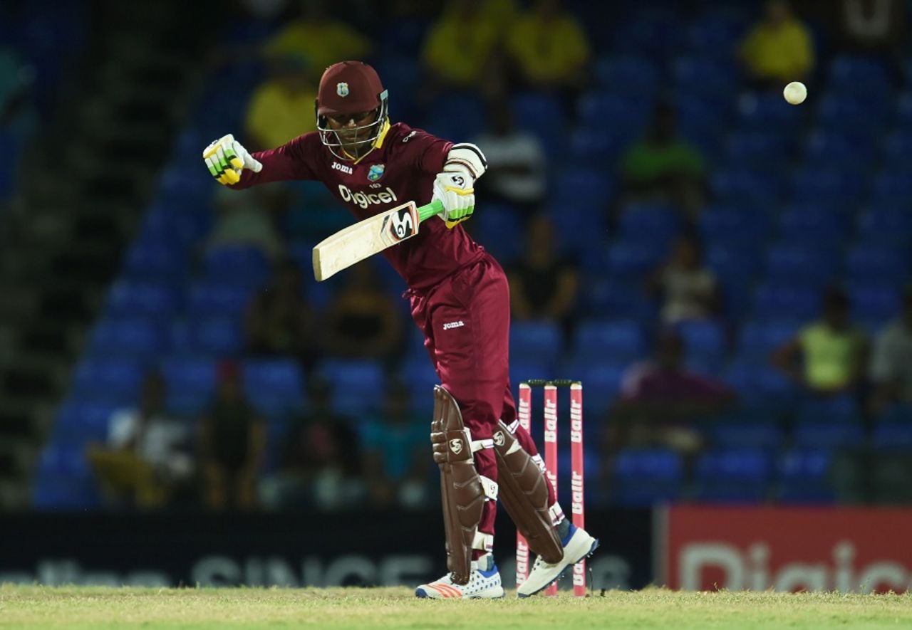 Marlon Samuels was opened up by reverse swing, West Indies v Australia, 5th match, ODI tri-series, Basseterre, June 13, 2016