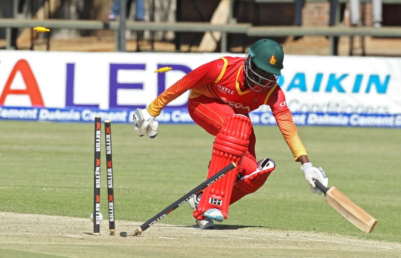 Donald Tiripano is run out, Zimbabwe v India, Harare, June 15, 2016