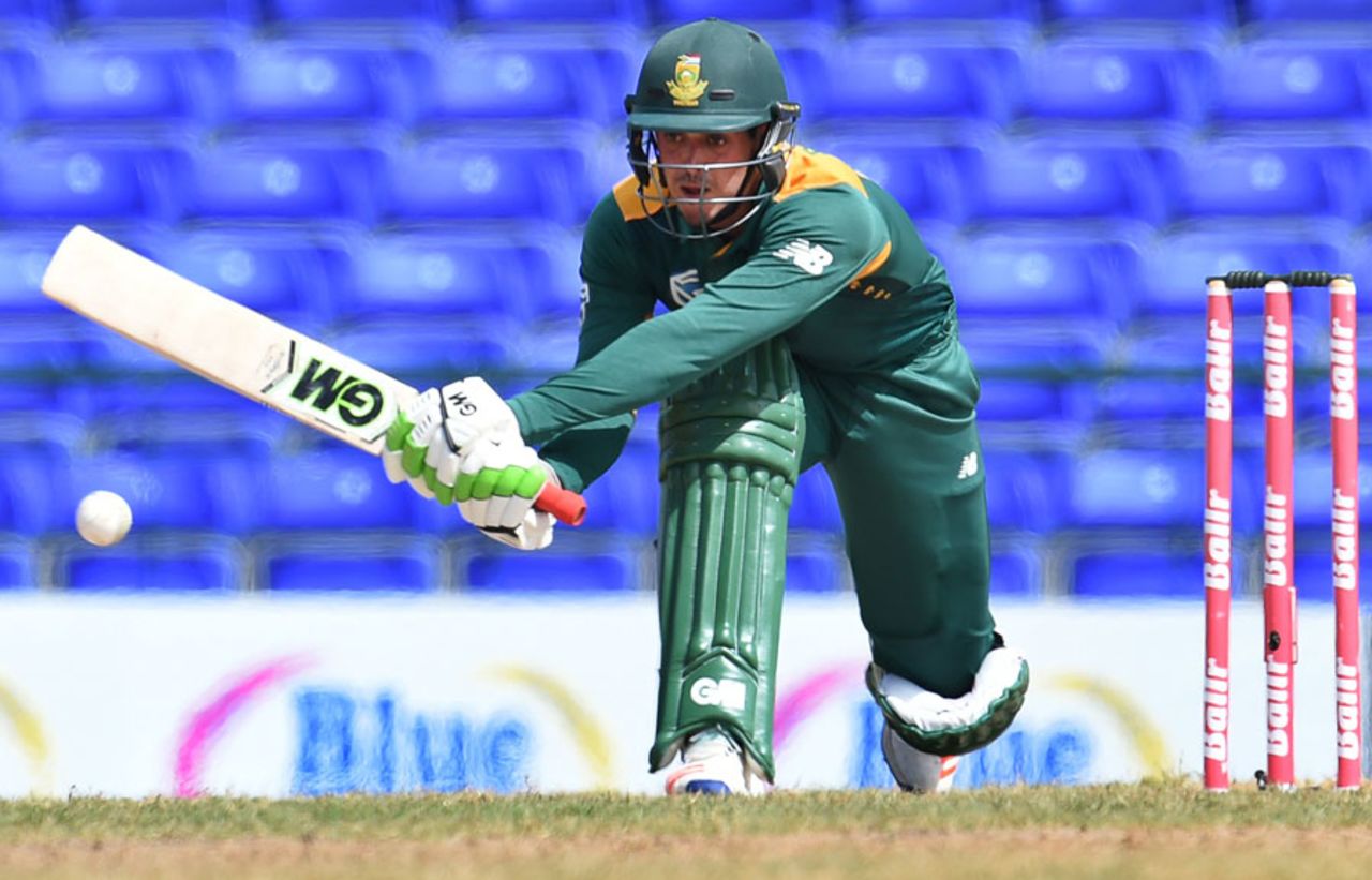 Quinton de Kock gets low to reverse paddle, West Indies v South Africa, 6th match, ODI tri-series, St Kitts