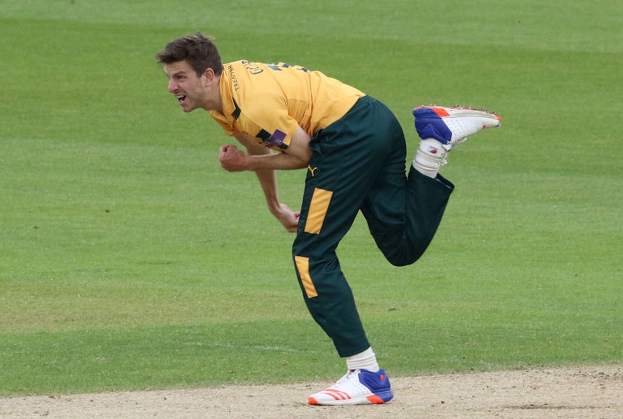 Harry Gurney was in the wickets for Nottinghamshire, Durham v Nottinghamshire, Royal London Cup, Trent Bridge, June 15, 2016