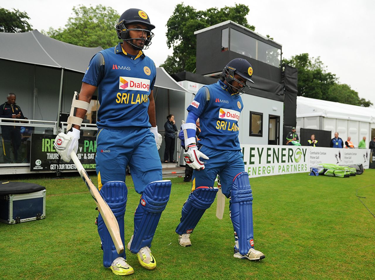 Sri Lanka's openers, Danushka Gunathilaka and Kusal Perera, walk out to bat, Ireland v Sri Lanka, 1st ODI, Malahide, June 16, 2016