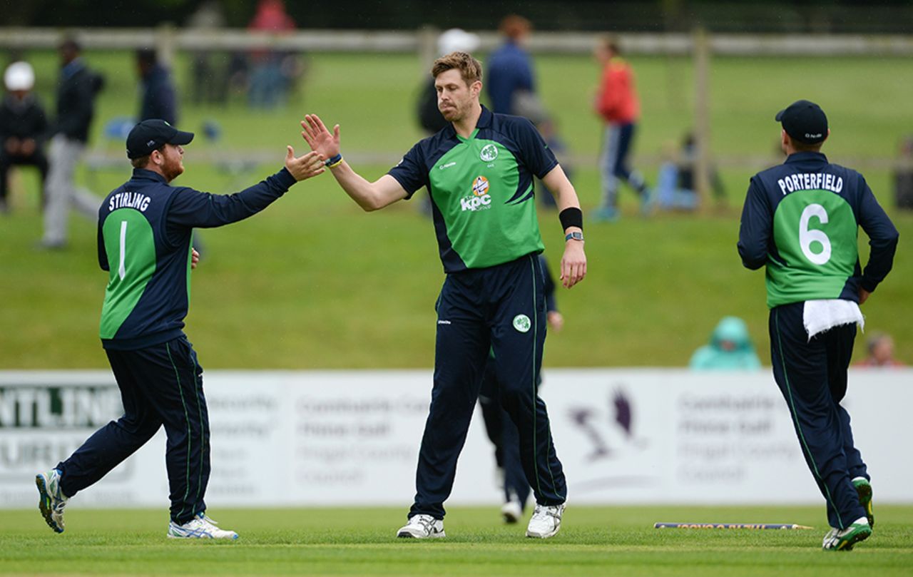 Boyd Rankin was the best bowler for Ireland with figures of 2 for 46 in 10 overs, Ireland v Sri Lanka, 1st ODI, Malahide, June 16, 2016