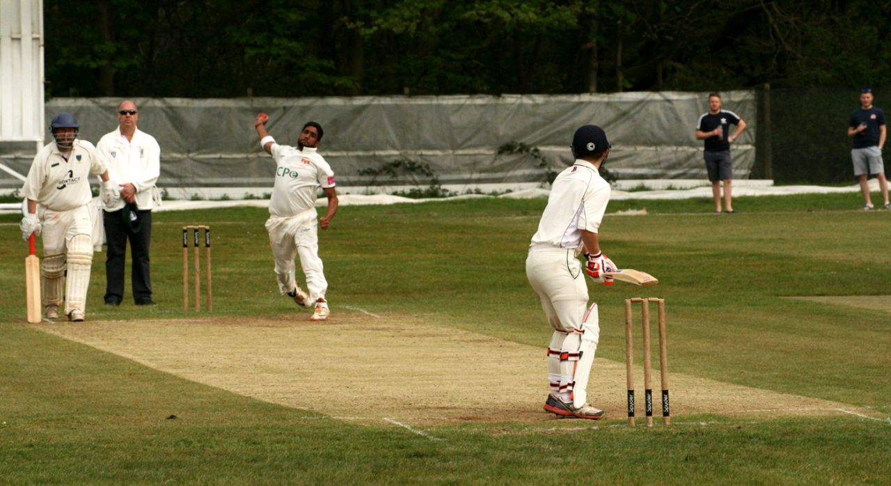 Yasir Ali bowls for Elworth CC in the North Staffs and South Cheshire Cricket League
