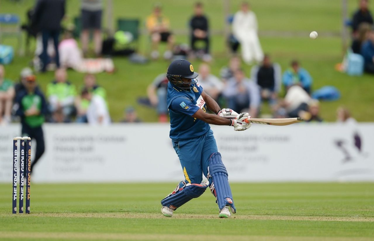 Seekkuge Prasanna swings to the leg side, Ireland v Sri Lanka, 2nd ODI, Malahide, June 18, 2016