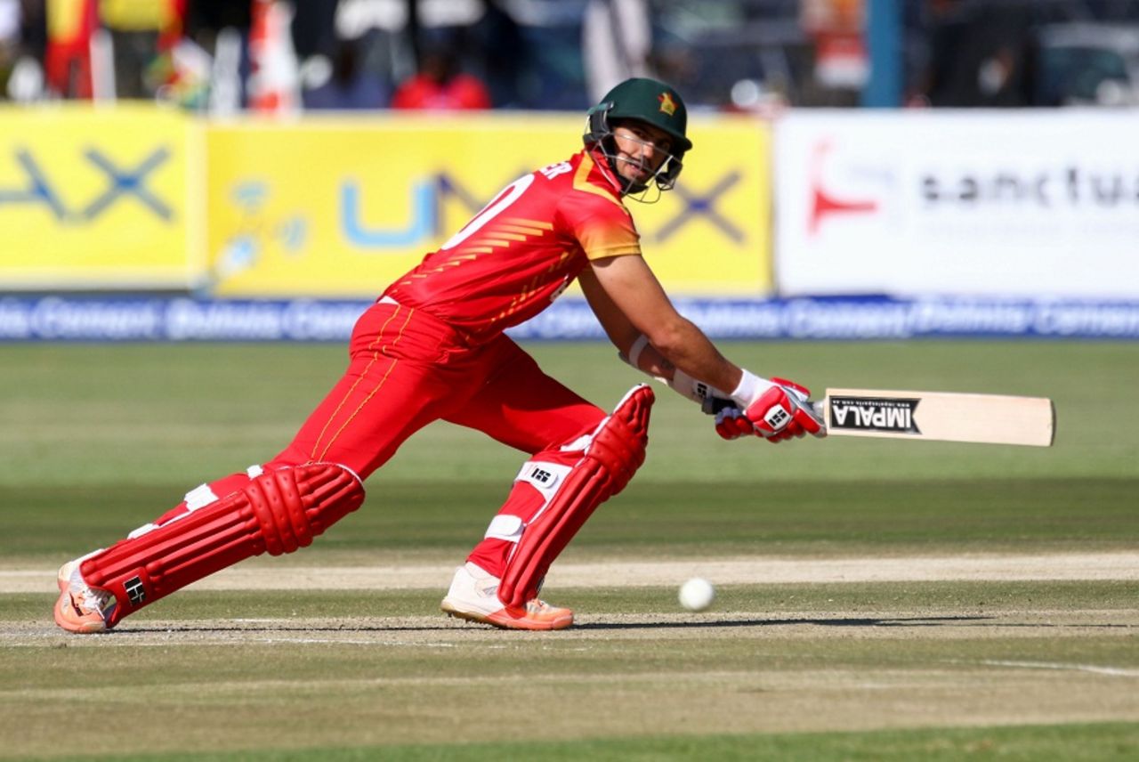 Graeme Cremer lays into a reverse sweep, Zimbabwe v India, 1st T20I, Harare, June 18, 2016