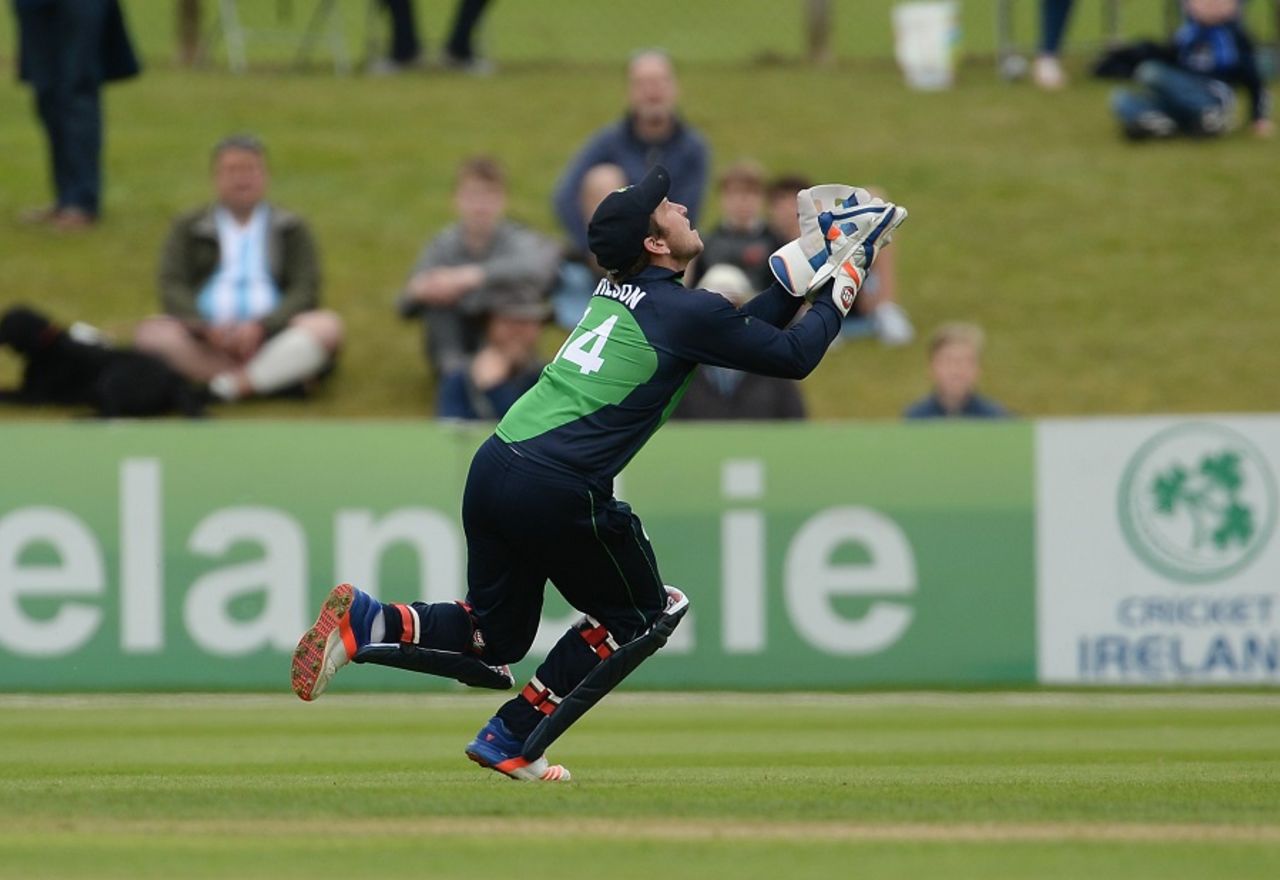 Gary Wilson settles under a catch, Ireland v Sri Lanka, 2nd ODI, Malahide, June 18, 2016
