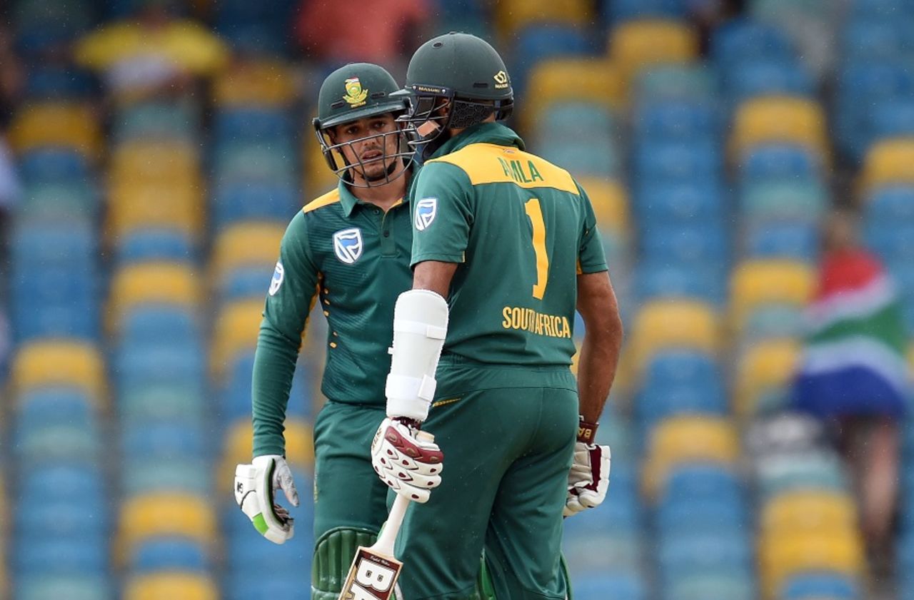 Quinton de Kock and Hashim Amla get together, Australia v South Africa, 7th match, ODI tri-series, Barbados