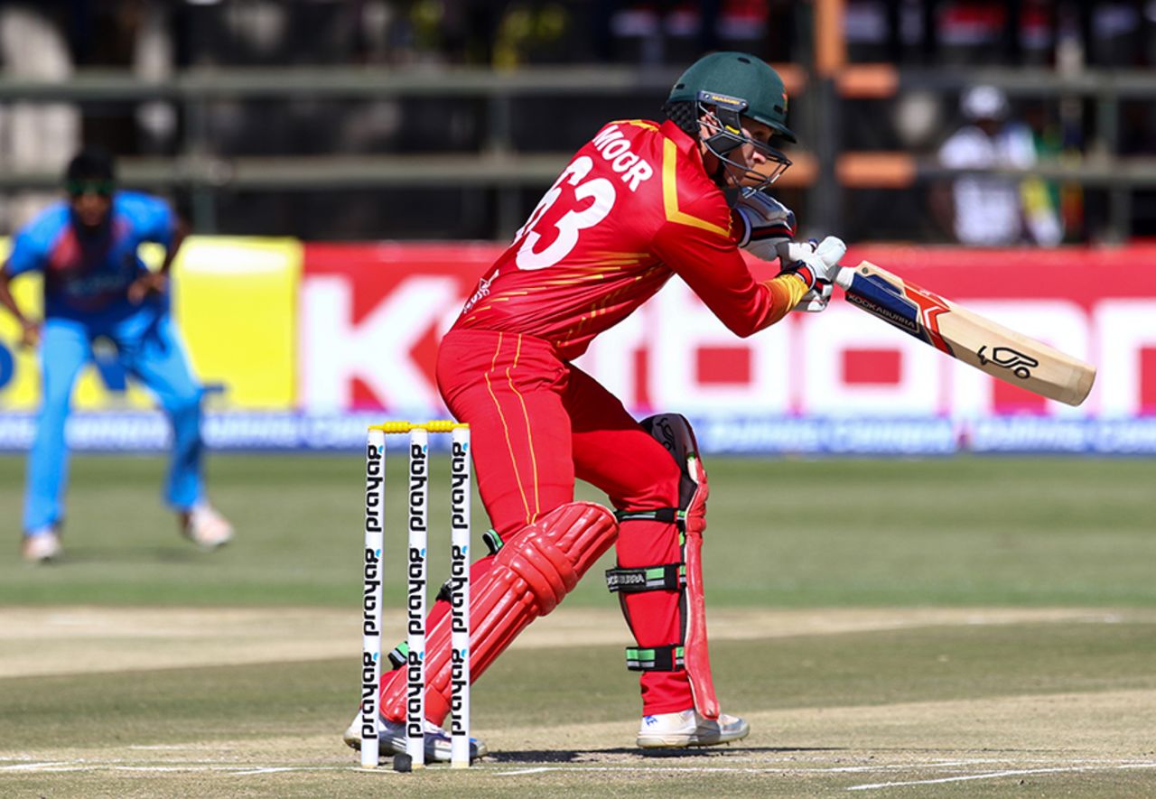 Peter Moor's 32-ball 31 was the top score for Zimbabwe in their innings, Zimbabwe v India, 2nd T20I, Harare, June 20, 2016