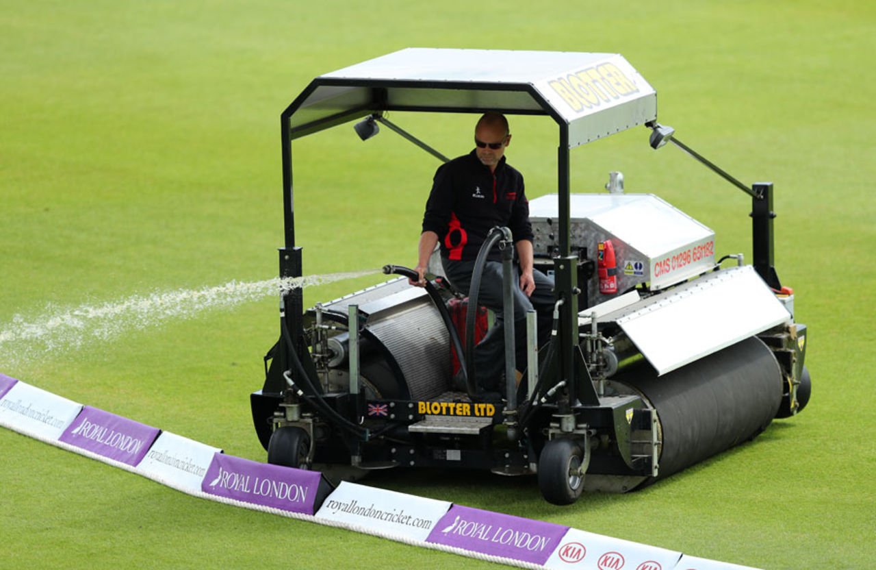 The groundstaff had some mopping up to do, England v Pakistan, 1st women's ODI, Grace Road, June 20, 2016