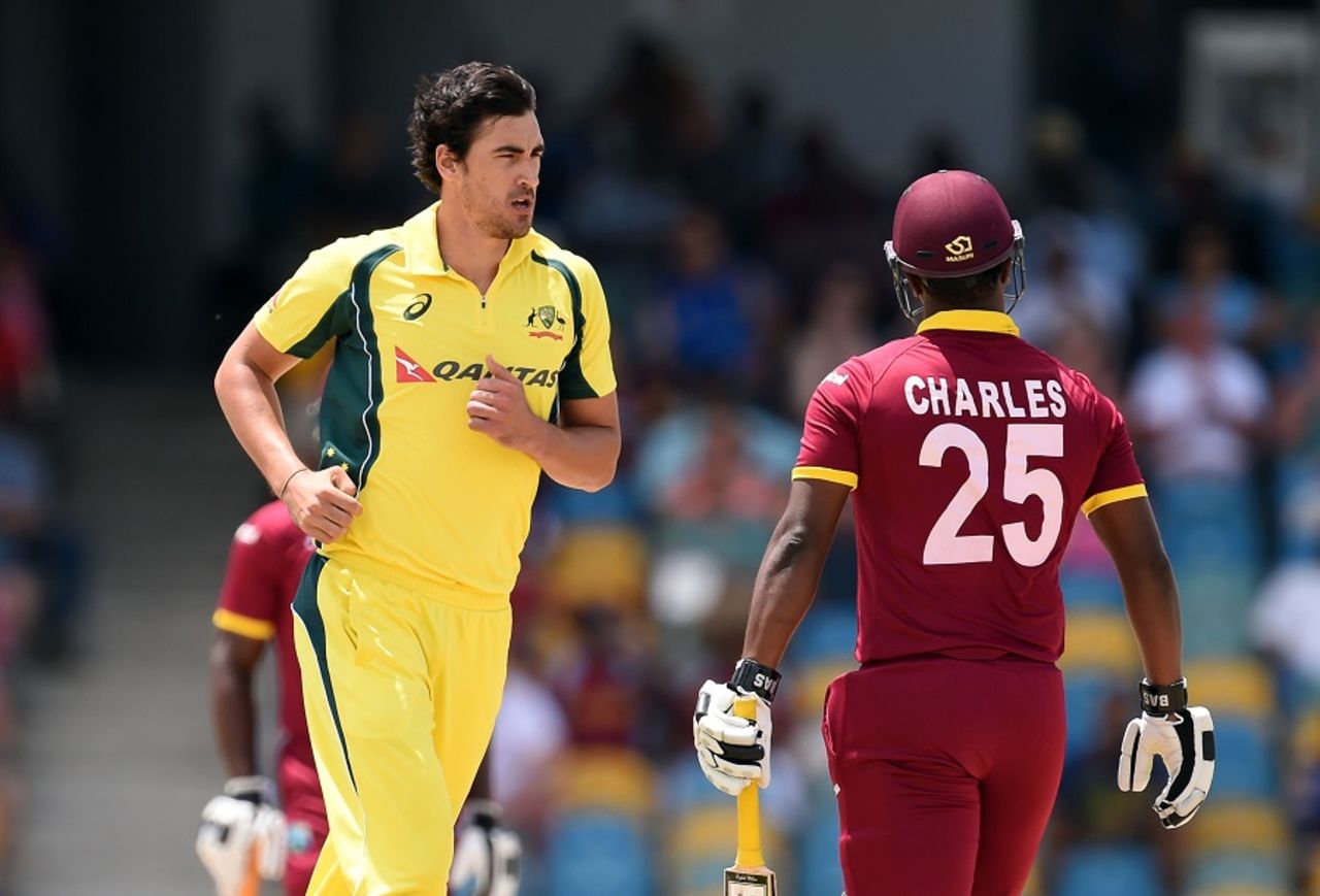 Mitchell Starc had Johnson Charles edging behind for a duck, West Indies v Australia, 8th match, ODI tri-series, Barbados 