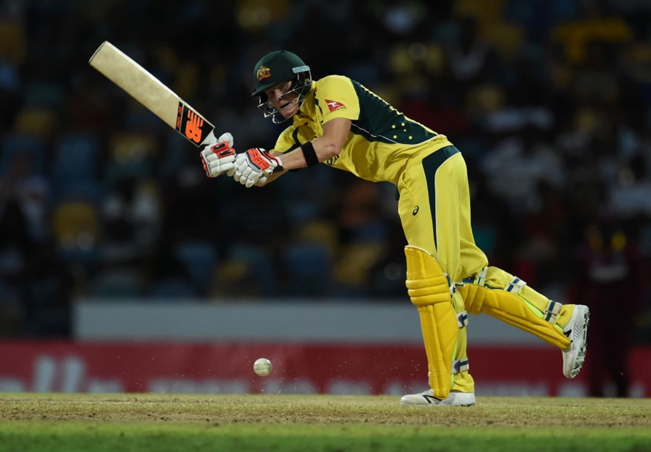 Steven Smith whips to the leg side, West Indies v Australia, 8th match, ODI tri-series, Barbados