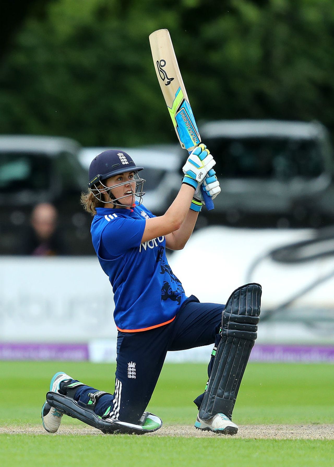 Natalie Sciver cuts loose during her 80 from 33 balls, England v Pakistan, 2nd Women's ODI, Worcester, June 22, 2016