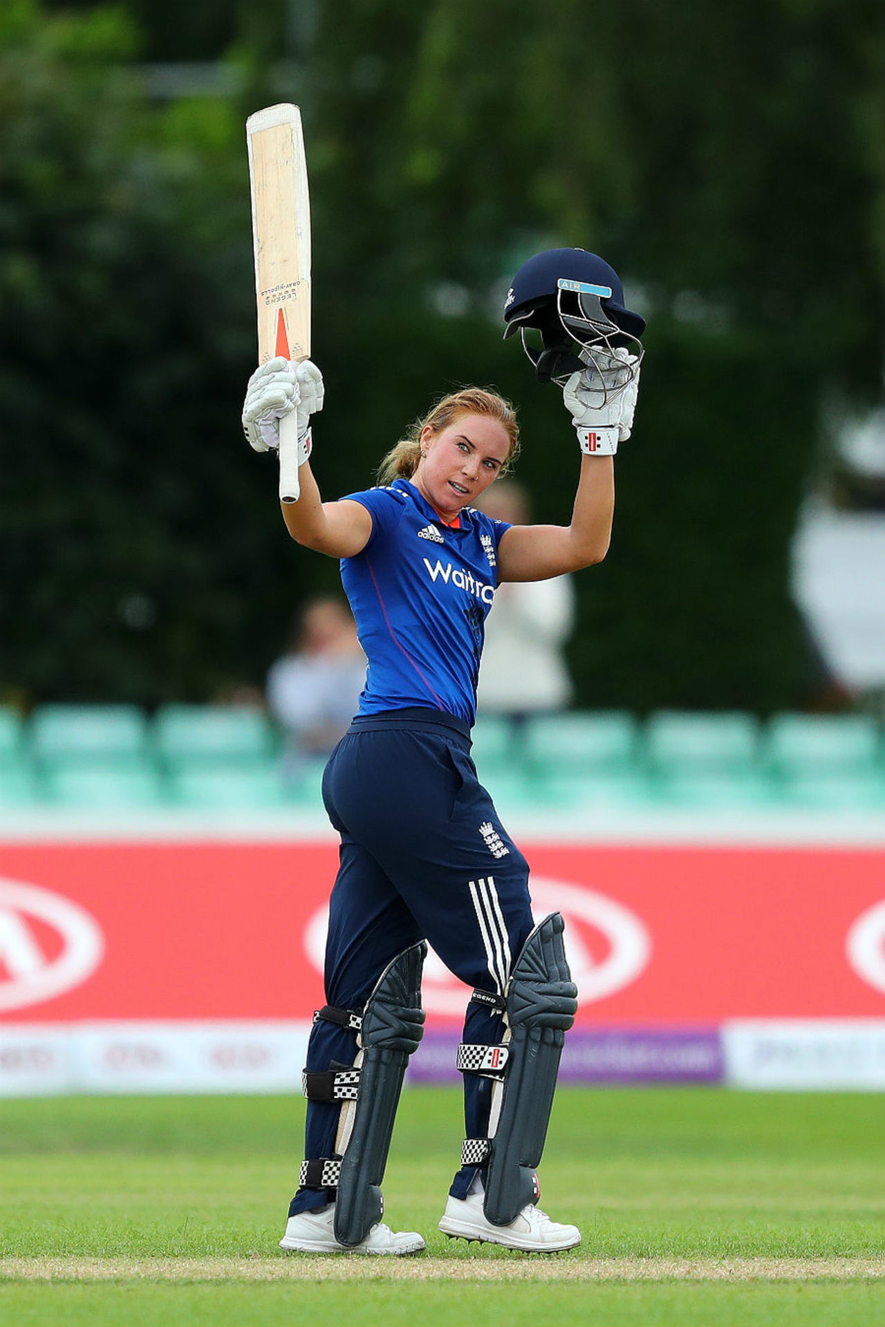 Lauren Winfield celebrates her maiden ODI hundred, England v Pakistan, 2nd Women's ODI, Worcester, June 22, 2016
