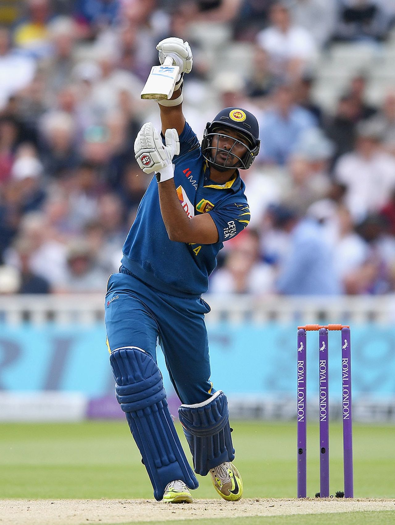 Danushka Gunathilaka drives a one-handed six over long-off, England v Sri Lanka, 2nd ODI, Edgbaston, June 24, 2016