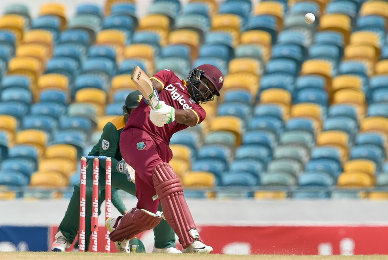 Darren Bravo swings down the ground,  West Indies v South Africa, ODI tri-series, Bridgetown, June 24, 2016