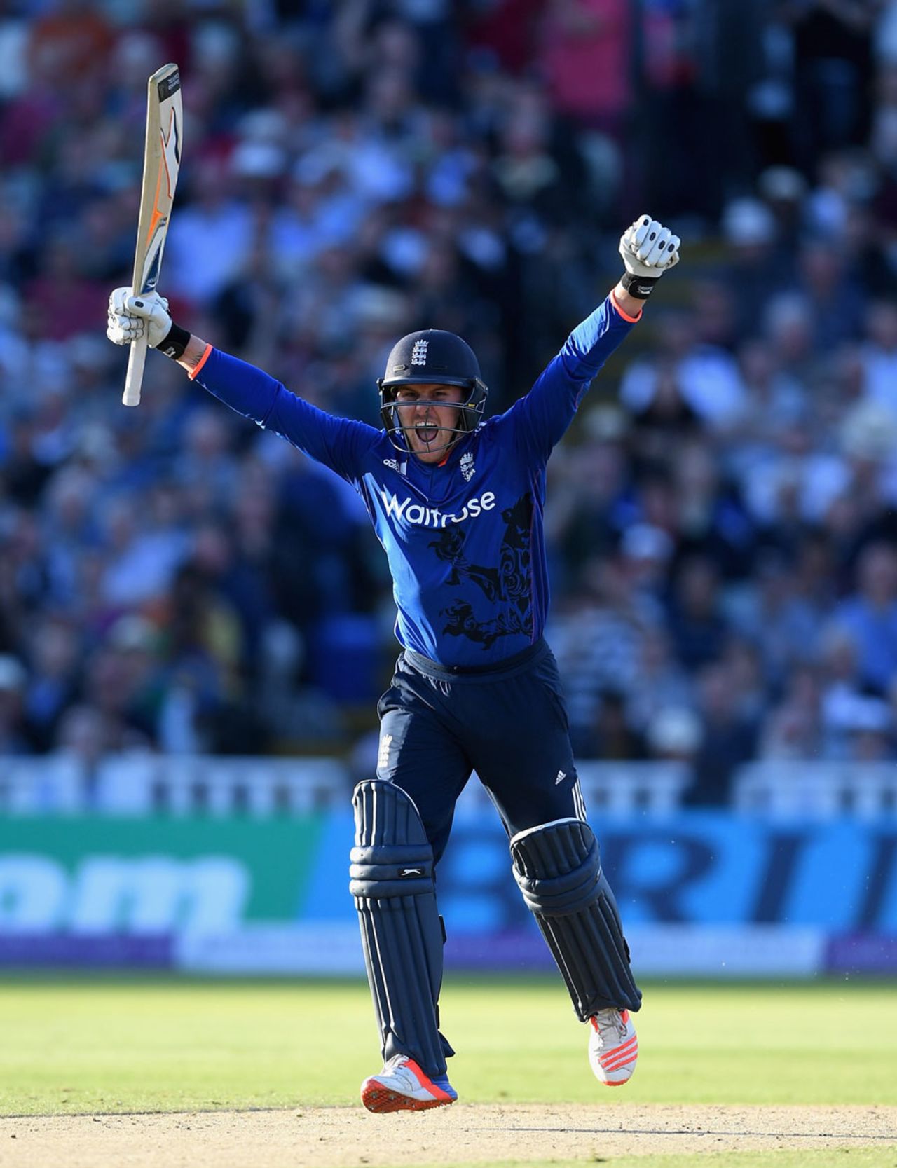 Jason Roy lets out a roar on reaching his ton, England v Sri Lanka, 2nd ODI, Edgbaston, June 24, 2016