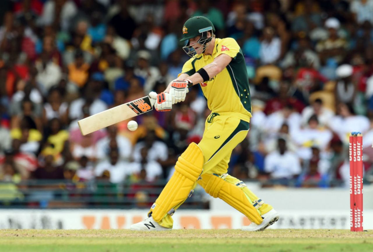Steven Smith plays a pull shot, West Indies v Australia, ODI tri-series final, Barbados, June 26, 2016