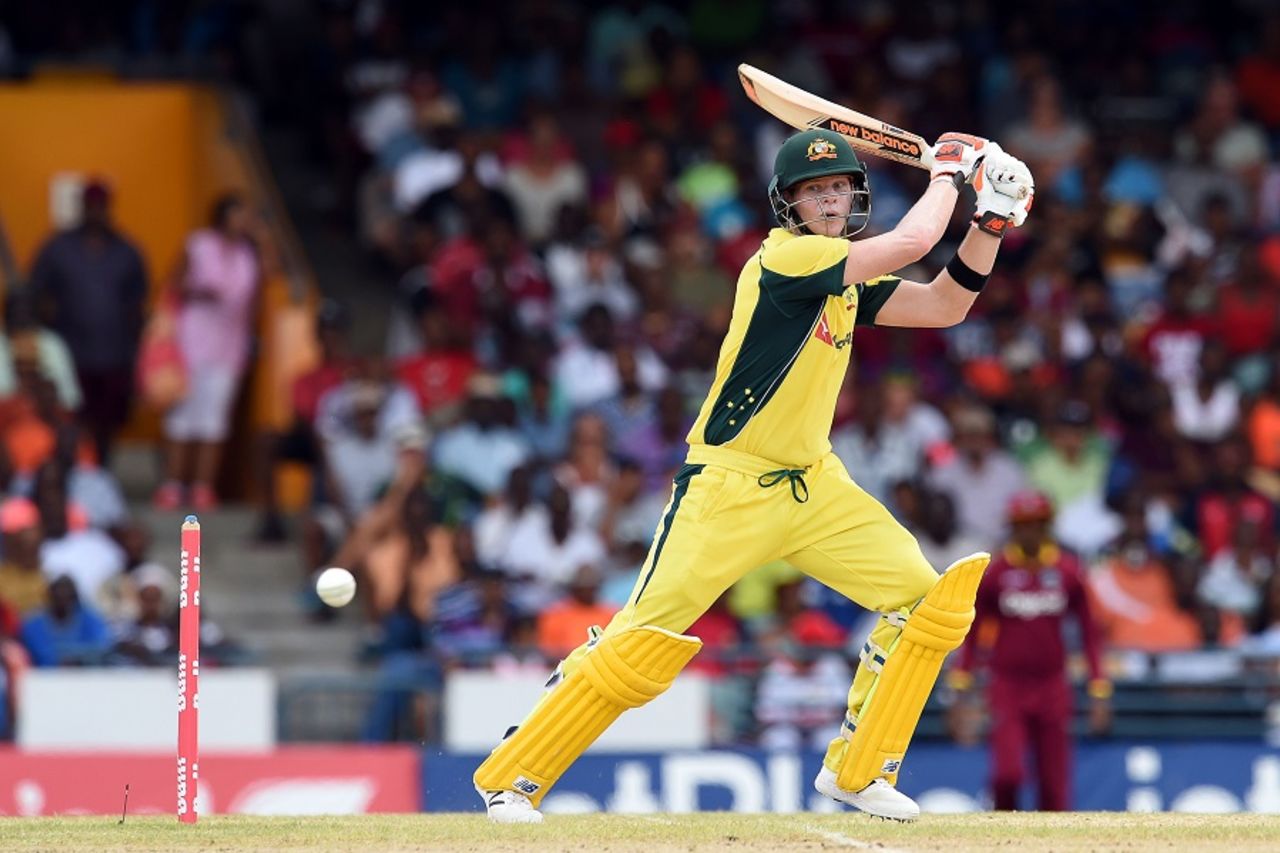 Steven Smith plays a cut, West Indies v Australia, ODI tri-series final, Barbados, June 26, 2016