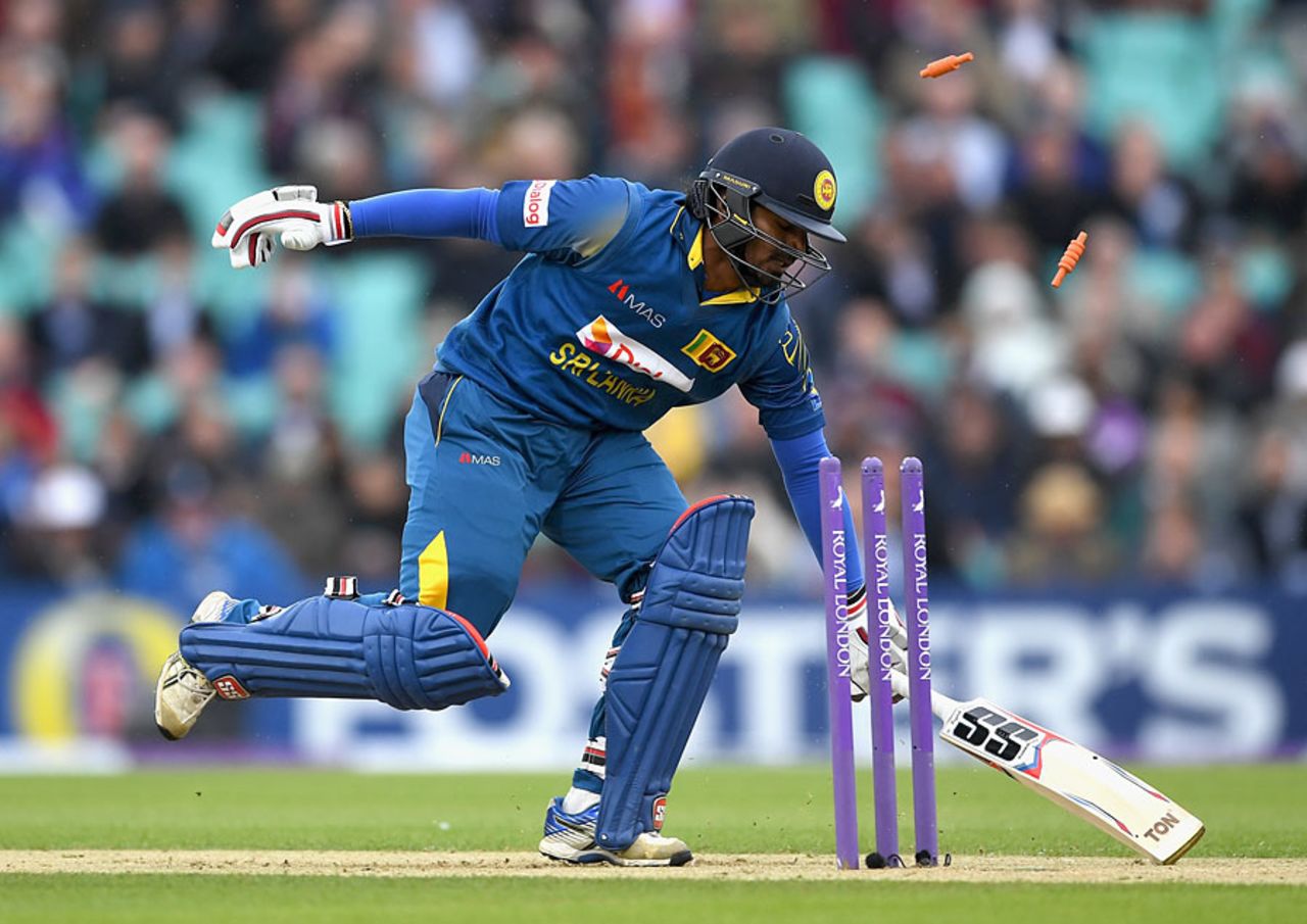 Kusal Perera was run out early in Sri Lanka's innings, England v Sri Lanka, 4th ODI, The Oval, June 29, 2016