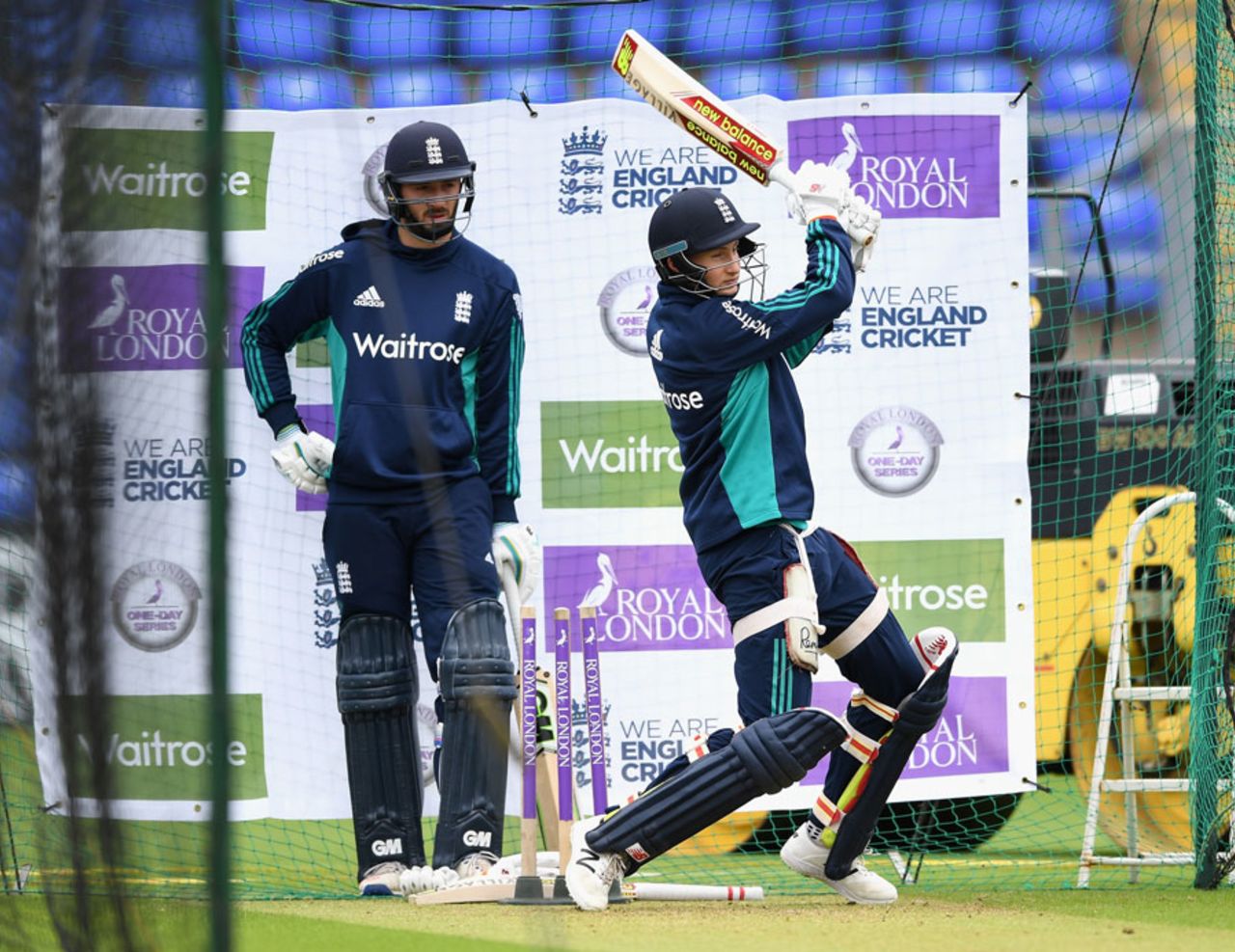 James Vince watches Joe Root in action in the nets, England v Sri Lanka, 5th ODI, Cardiff, July 1, 2016