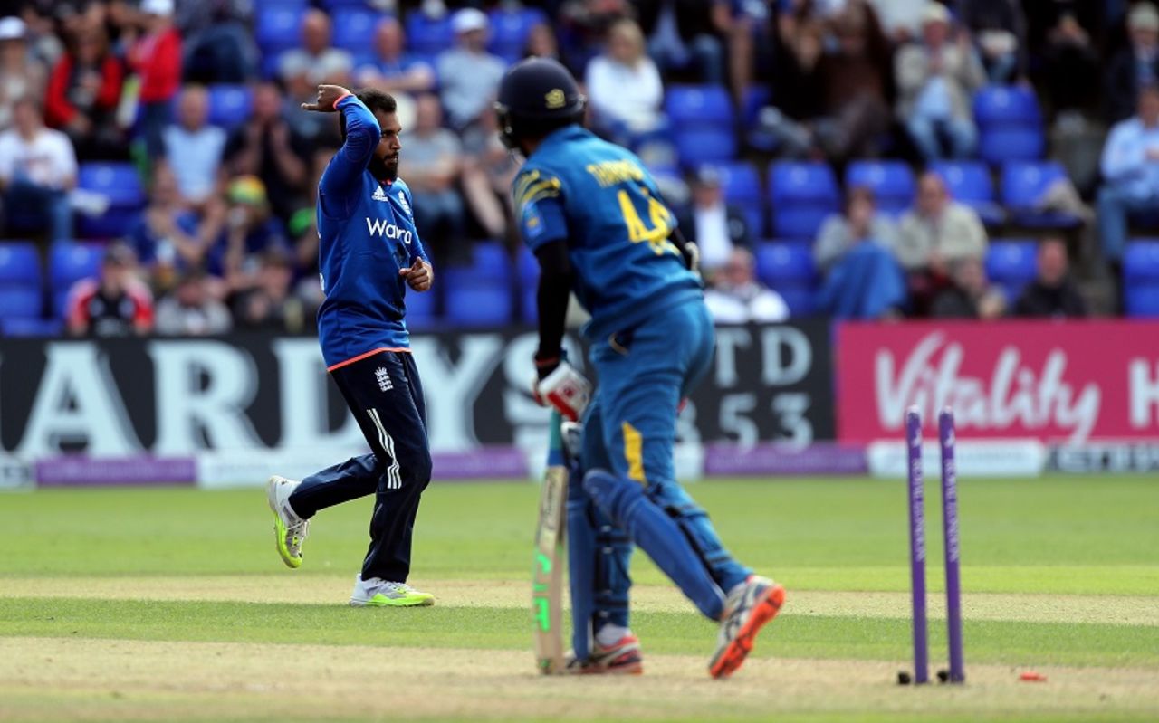 Adil Rashid was among the wickets for England, England v Sri Lanka, 5th ODI, Cardiff, July 2, 2016