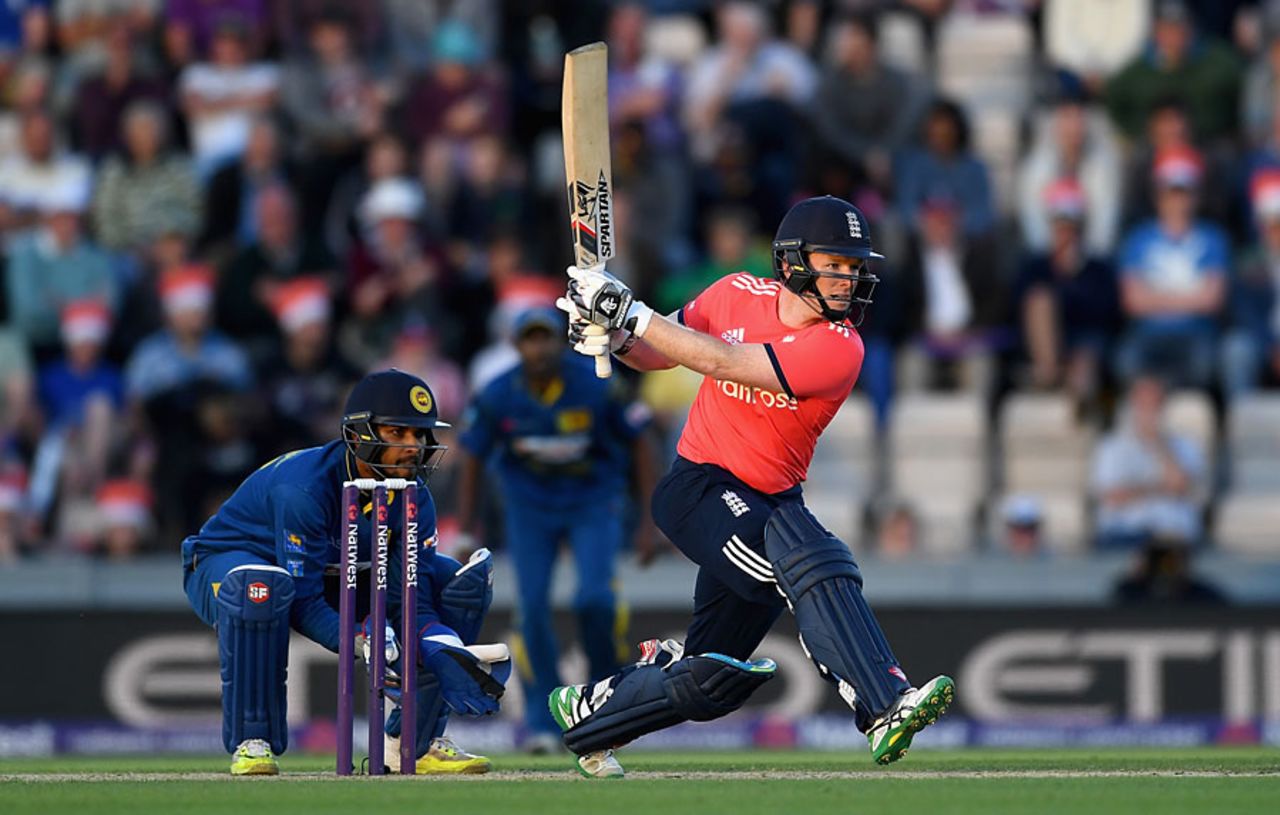 Eoin Morgan brings out the reverse sweep, England v Sri Lanka, only T20I, Southampton, July 5, 2016