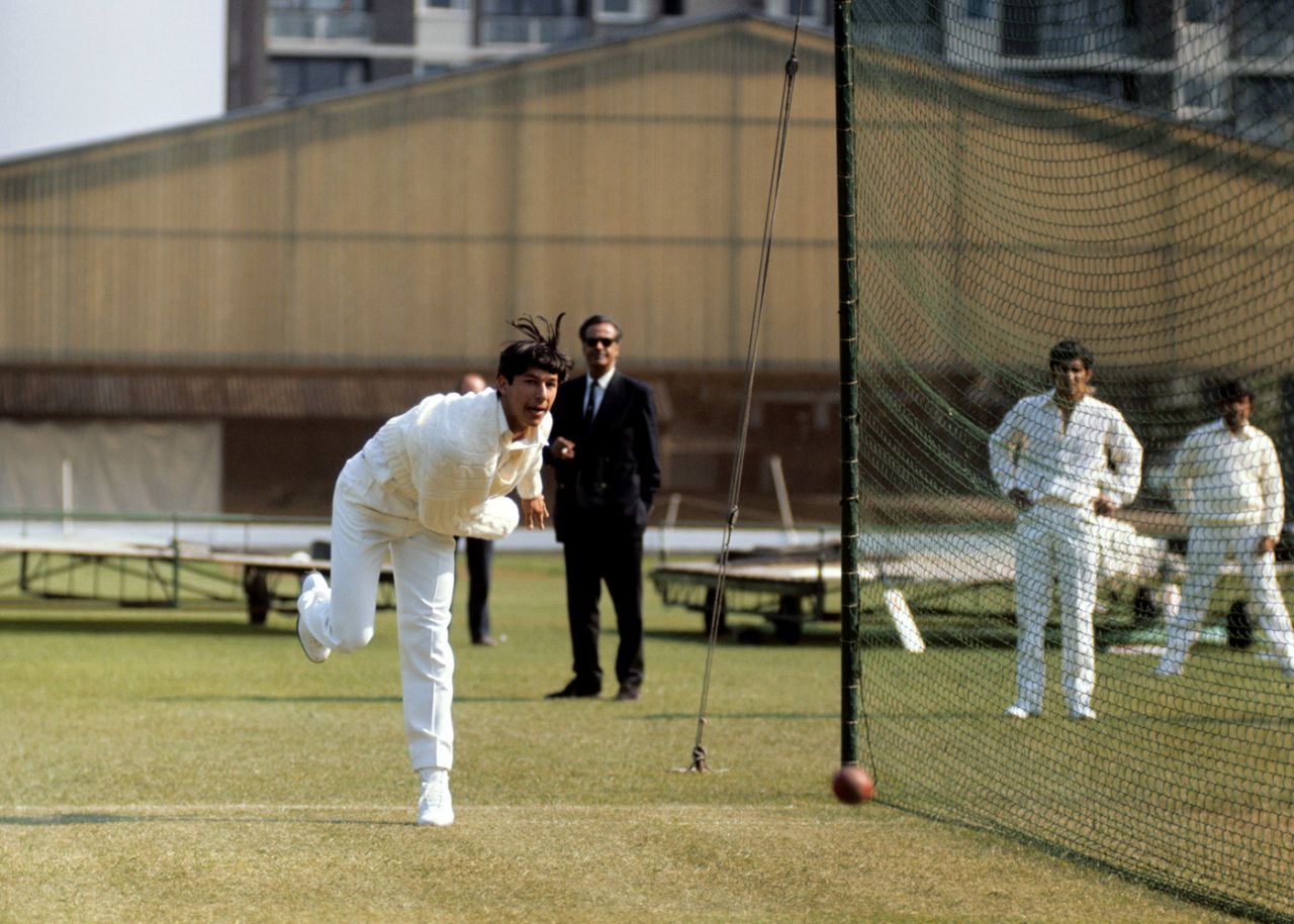 Imran Khan bowls in the nets, Lord's, April 30, 1971