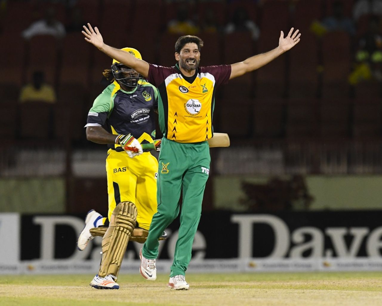 Sohail Tanvir dismissed Chris Gayle in the first over, Guyana Amazon Warriors v Jamaica Tallawahs, CPL 2016, Providence, July 7, 2016