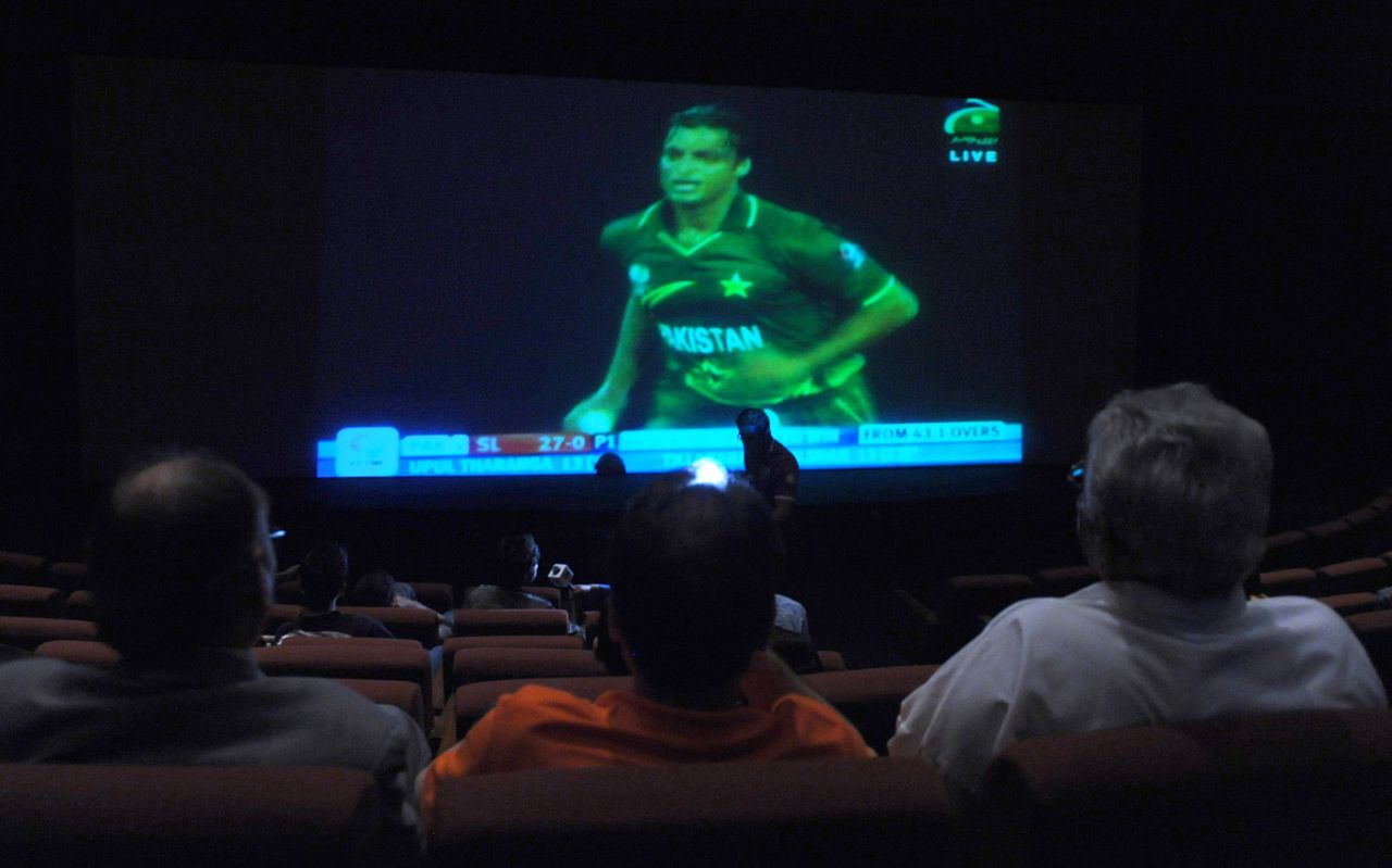 Fans watch the match on a big screen in Karachi, Sri Lanka v Pakistan, World Cup, Group A, Colombo, February 26, 2011