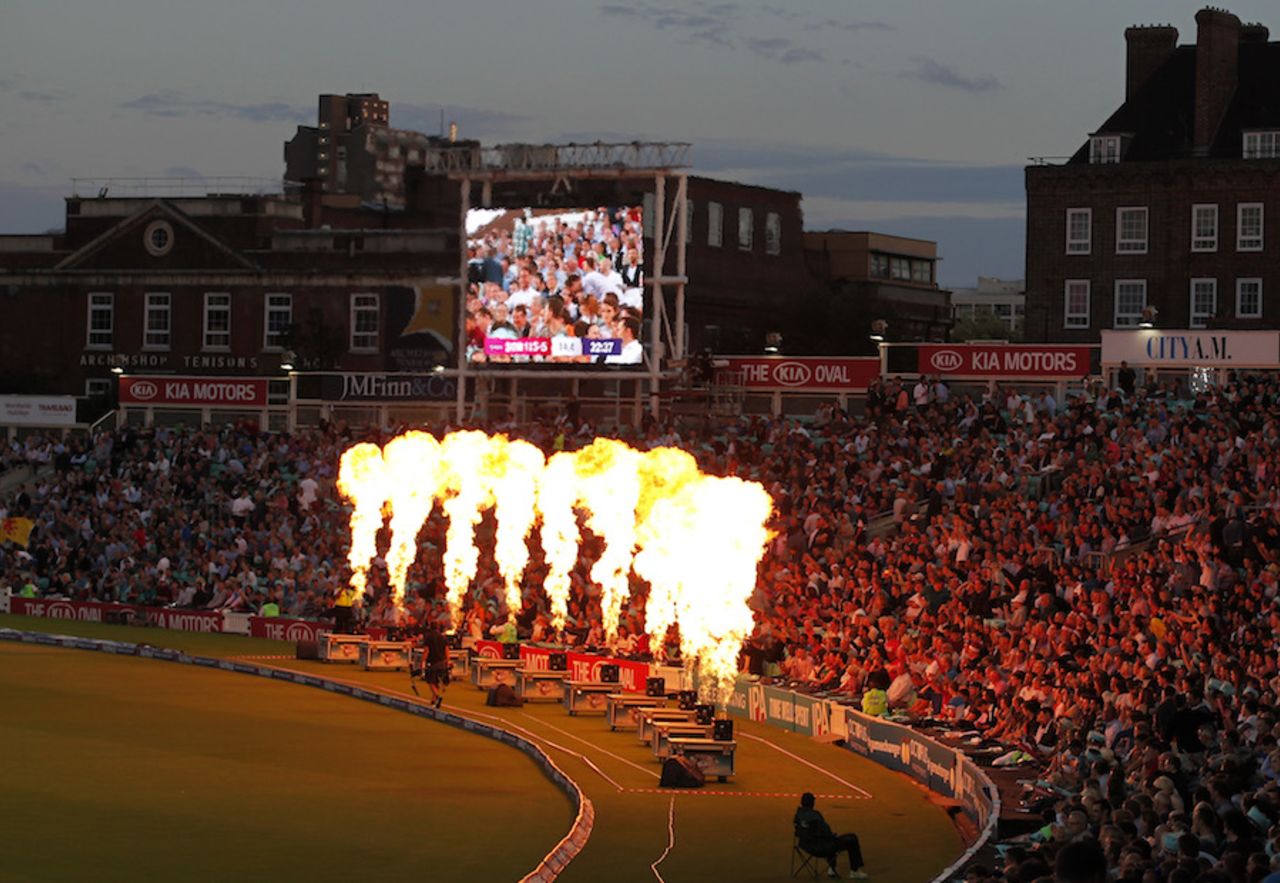 Flamethrowers at The Oval, Surrey v Somerset, Natwest t20 Blast, July 8, 2016