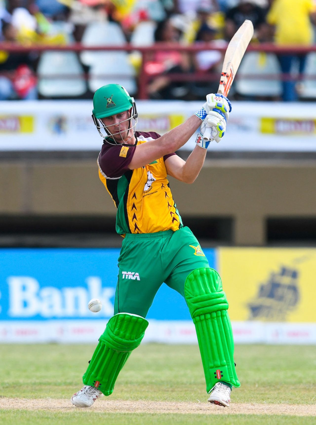Chris Lynn hits out during his knock of 34, Guyana Amazon Warriors v St Kitts and Nevis Patriots, CPL 2016, Providence, July 9, 2016